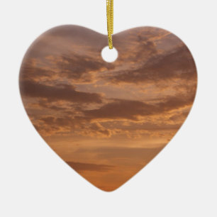 Ornement Cœur En Céramique Sunset Clouds II Pastel Nature Abstraite