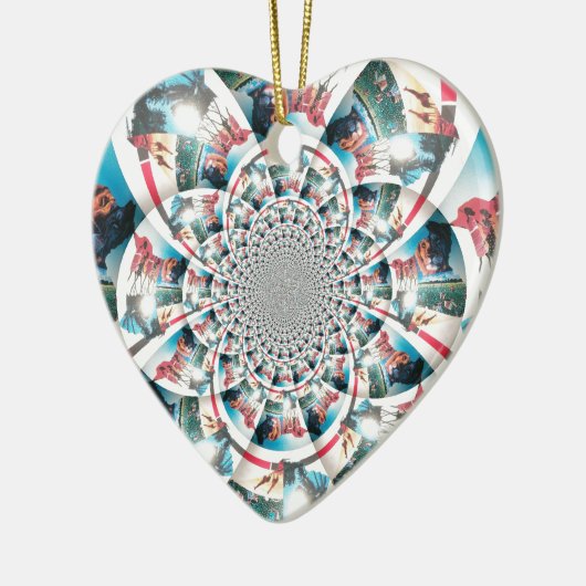 Ornement Cœur En Céramique Tapisserie kényane Kaleidoscope (Gauche)