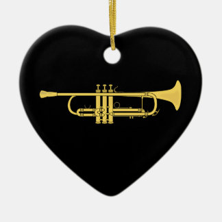 Ornement Cœur En Céramique Thème de musique de trompette d'or