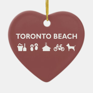 Ornement Cœur En Céramique Toronto Beach Icons Monotone Dark