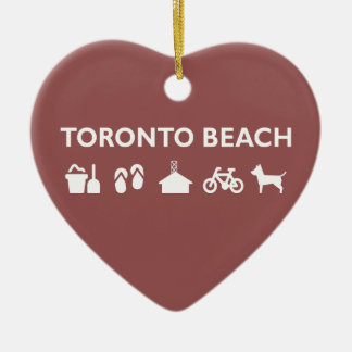 Ornement Cœur En Céramique Toronto Beach Icons Monotone Dark