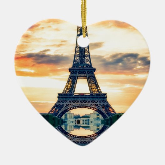 Ornement Cœur En Céramique Tour Eiffel Paris Soirée européenne (Devant)