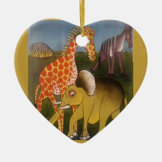 Ornement Cœur En Céramique Trio d'art africain (Devant)