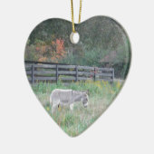 Ornement Cœur En Céramique Un âne dans un champ d'automne. (Gauche)