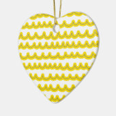 Ornement Cœur En Céramique Vagues Whimsical Océan Jaune (Gauche)