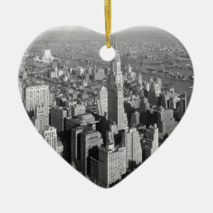 Ornement Cœur En Céramique Vintage New York