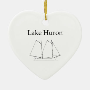 Ornement Cœur En Céramique Voilier du lac Huron