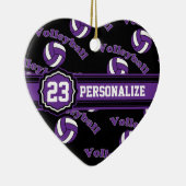 Ornement Cœur En Céramique Volley-ball violet (Droite)