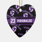 Ornement Cœur En Céramique Volley-ball violet (Gauche)