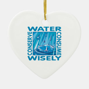 Ornement Cœur En Céramique Water Conservation
