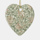 Ornement Cœur En Céramique William Morris Honeysuckle Vert Floral (Droite)