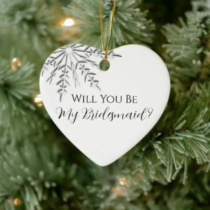 Ornement Cœur En Céramique Winter Snowflake Will You Be My Bridesmaid