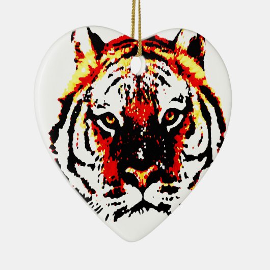 Ornement Cœur En Céramique Yeux de tigres sauvages (Droite)