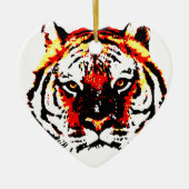 Ornement Cœur En Céramique Yeux de tigres sauvages (Devant)