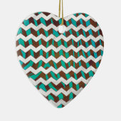 Ornement Cœur En Céramique Zebra Chevron Impression Brown et Turquoise (Droite)