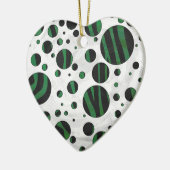 Ornement Cœur En Céramique Zebra noir et vert Polka point (Gauche)