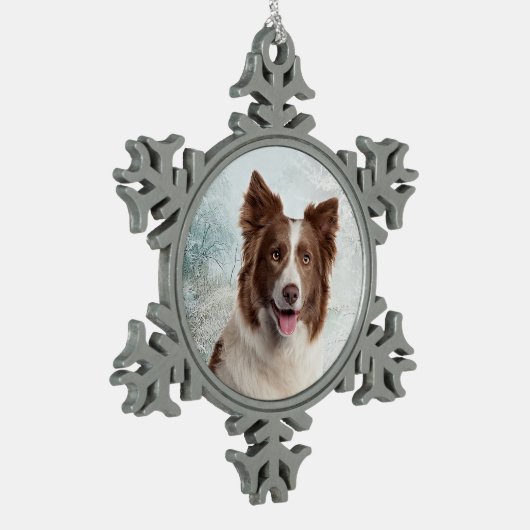 Ornement Collie de la frontière du chocolat (Gauche)