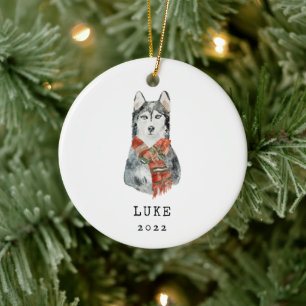 Ornement commémoratif de chien Husky sibérien