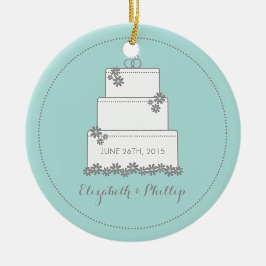 Ornement commémoratif de gâteau de mariage - (Devant)