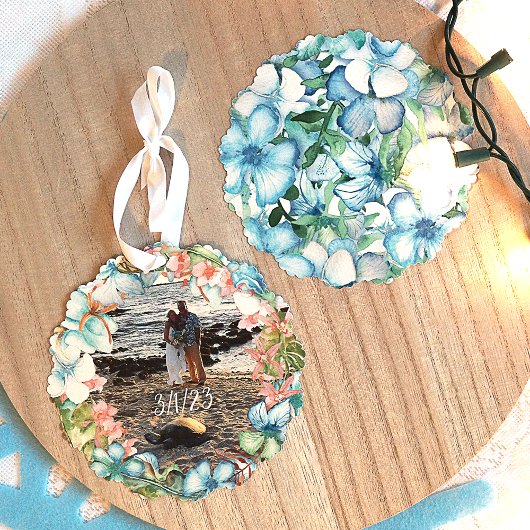 Ornement commémoratif de Noël du Mariage tropical