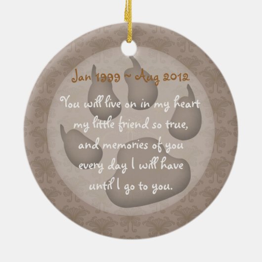 Ornement commémoratif pour animaux de compagnie en (Dos)