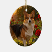 Ornement Corgi dans les Roses IV (Droite)