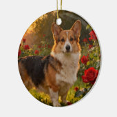 Ornement Corgi dans les Roses IV (Gauche)