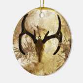 ornement crâne cerf arbre de Noël blanc (Gauche)