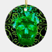 Ornement crâne flamme vert (Devant)