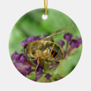 Ornement d'abeilles et de fleurs pourpres