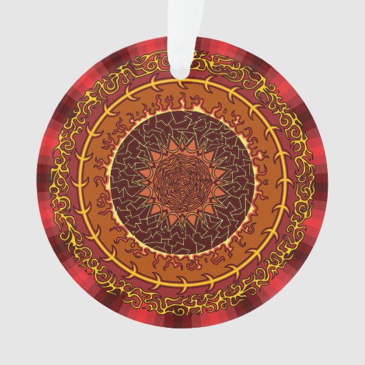 Ornement d'acrylique de mandala du feu (devant)