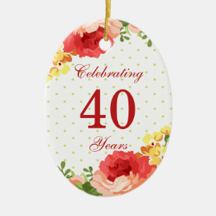 Ornement d'anniversaire de mariage de roses rouges