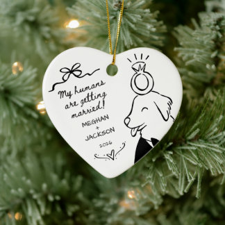 Ornement d'annonce de mariage de chien personnalis
