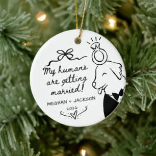 Ornement d'annonce de mariage de chien personnalis