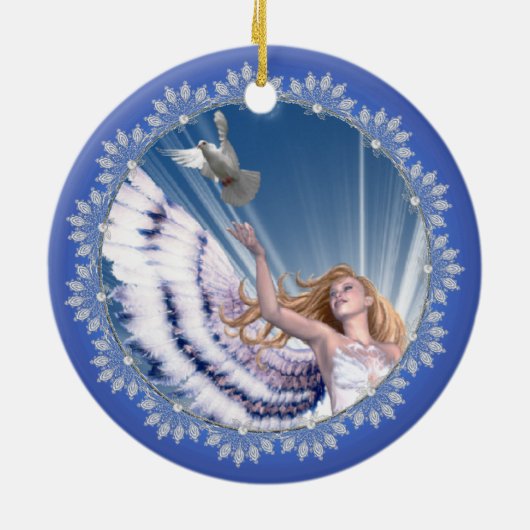 Ornement d'arbre d'ange de Noël de Gloria (Dos)