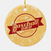 Ornement d'arbre de Noël de baseball, papa de base (Dos)