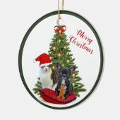 Ornement d'arbre de Noël de Chien-taureau et Chat (Gauche)