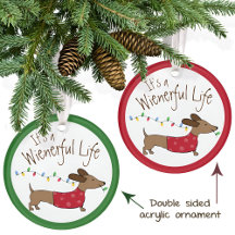 Ornement d'arbre de Noël de Dachshund - Chiot coqu