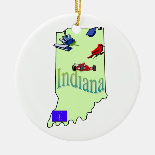 Ornement d'arbre de Noël de l'Indiana (Devant)