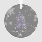 Ornement d'arbre de Noël pourpre et de flocons de (dos)
