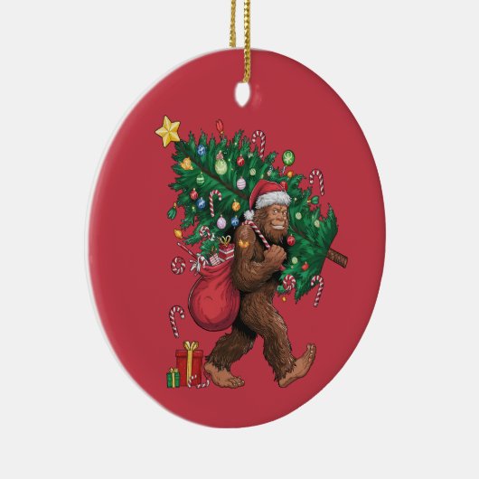 Ornement d'arbre de Noël rouge cigefer souriant (Droite)