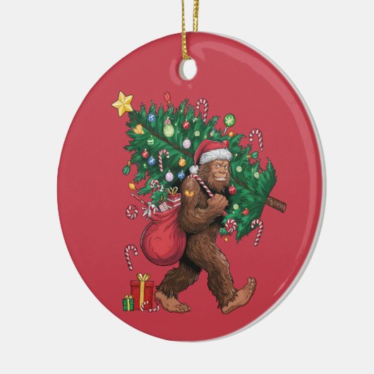 Ornement d'arbre de Noël rouge cigefer souriant (Gauche)