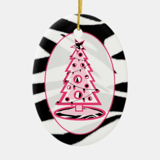 Ornement d'arbre de Noël Zebra Print & Pink (Devant)