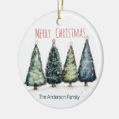 Ornement d'arbres de Noël à l'aquarelle | Nom pers (Gauche)