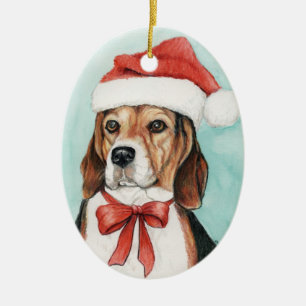 Ornement d'art de chien de Noël beagle