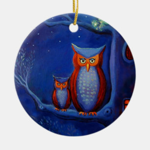 Ornement d'art de hibou - "la forêt chez Night