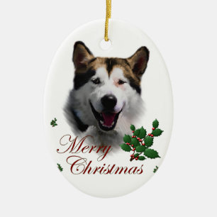 Ornement d'art de Noël de Malamute d'Alaska