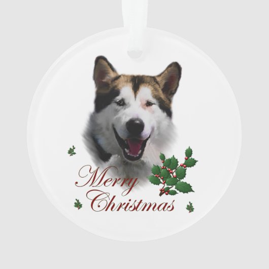 Ornement d'art de Noël Malamute en Alaska (dos)