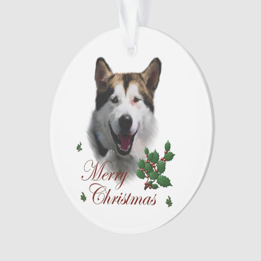 Ornement d'art de Noël Malamute en Alaska (devant)