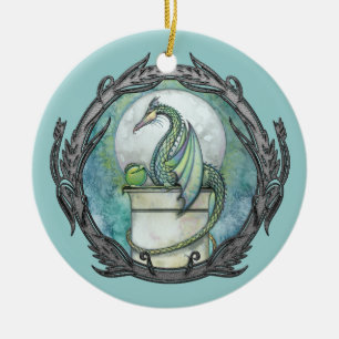 Ornement d'art fantastique de dragon vert